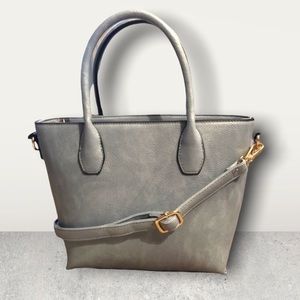 Sky Blue Two Handle Satchel Handbag w/ Detachable Adjustable Strap and Top Zip